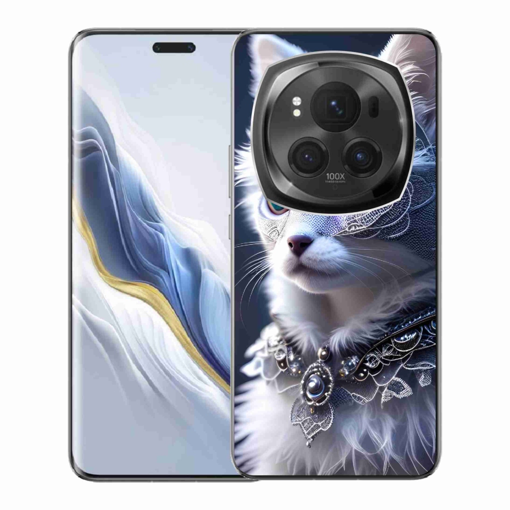 Zselés borítás mmCase a Honor Magic 6 Pro 5G készülékhez - fehér macska