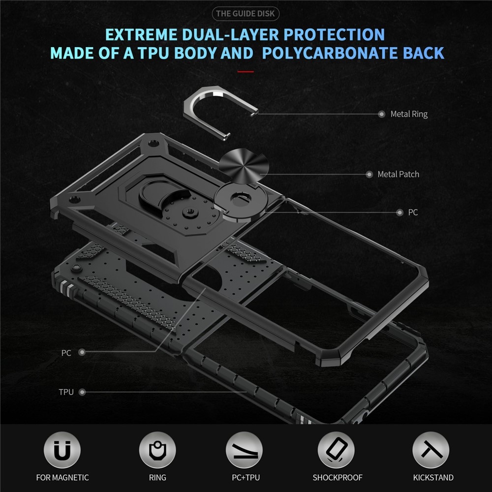 Gyűrűálló borítás Samsung Galaxy Z Flip7 5G készülékhez - fekete