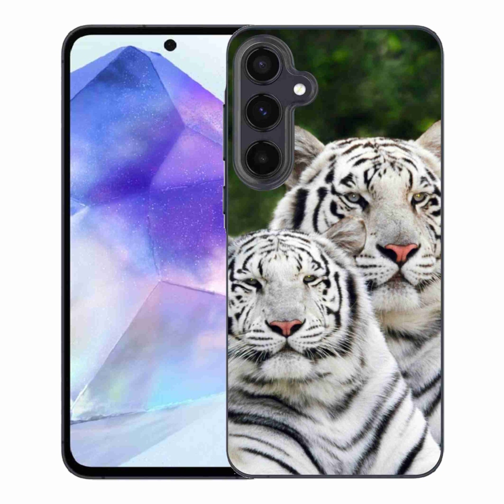 Gél tok mmCase a Samsung Galaxy A55 5G készülékhez - fehér tigrisek