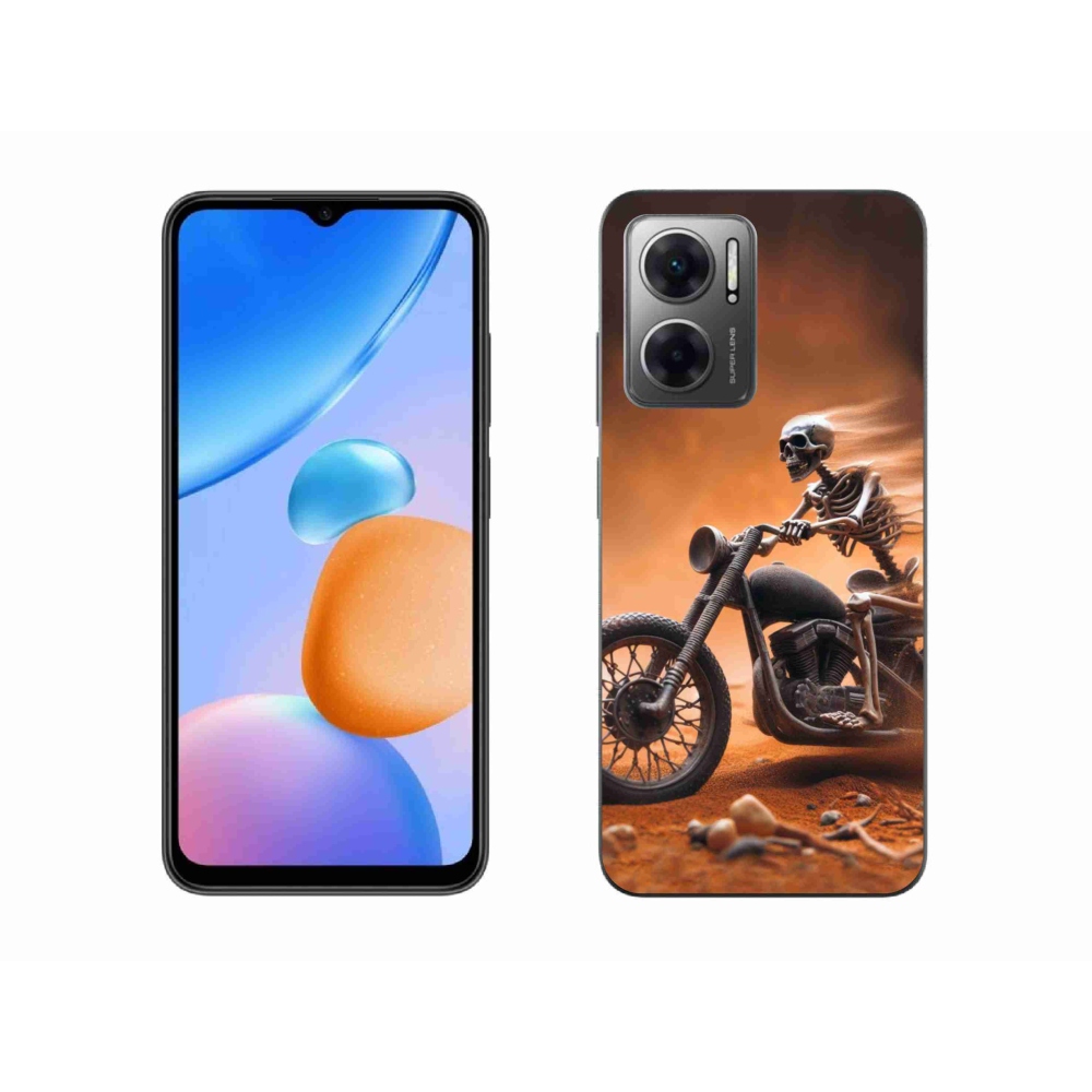 Gél borítás mmCase a Xiaomi Redmi 10 5G számára - csontváz egy motorkerékpáron