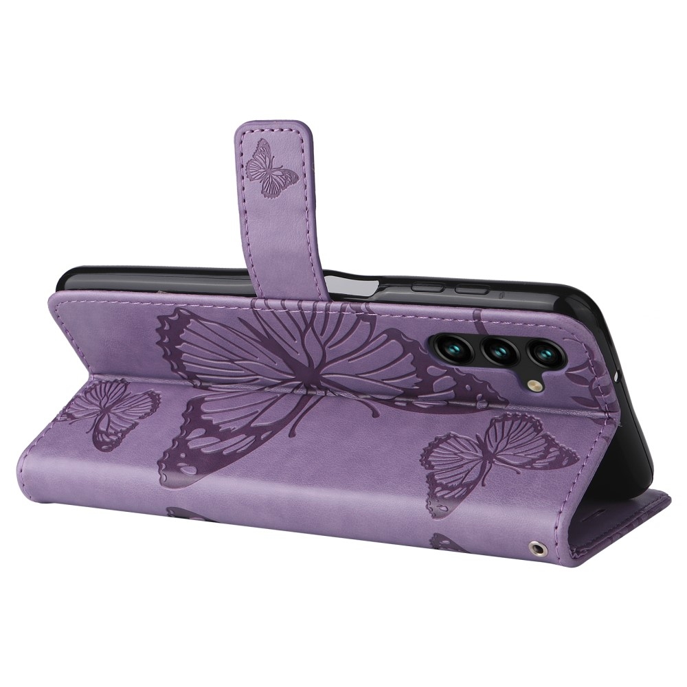 Nagy Buttefly könyv tok Samsung Galaxy A13 5G/A04s készülékhez - lila