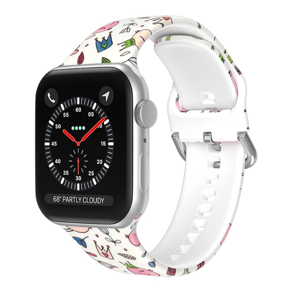Nyomtatott szilikon szíj Apple Watch Ultra/Ultra 2 49mm/SE/SE 2022/2023 44mm/9/8/7 45mm/6/5/4 44mm/3/2/1 42 mm-es órához - C minta