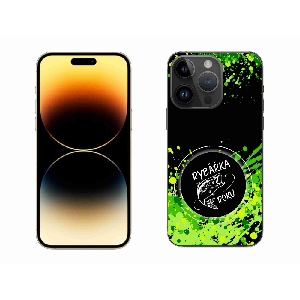 Zselés borítás mmCase iPhone 14 Pro Max 6.7 készülékhez - Az év horgásza fekete háttérrel