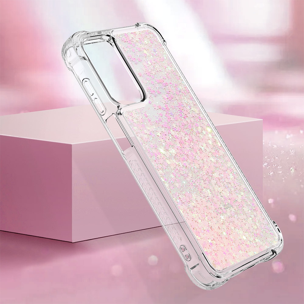 Glitter homokóra zselés tok Samsung Galaxy A17 4G/5G - rózsaszín / csillagok