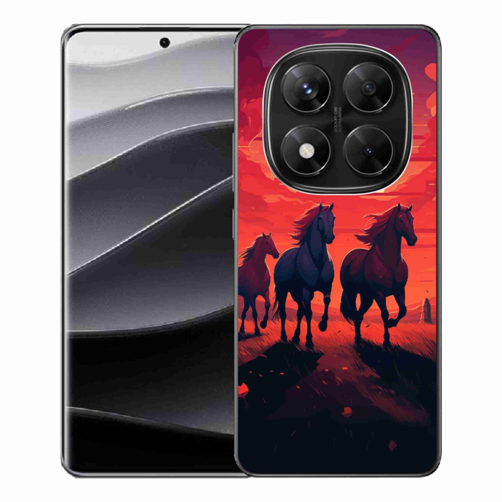 Gél borítás mmCase a Xiaomi Redmi Note 14 Pro 5G/Poco X7 5G számára - lovak és naplemente