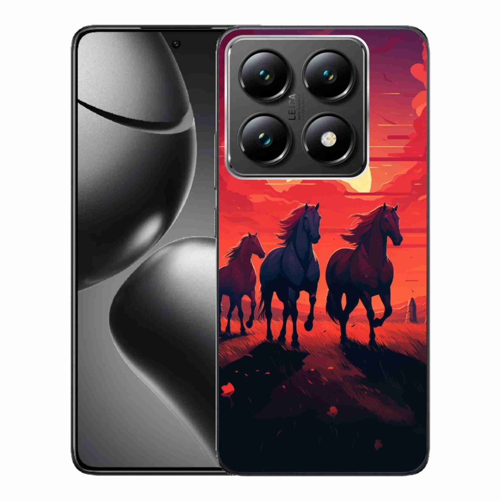 Gél borítás mmCase a Xiaomi 14T Pro számára - lovak és naplemente