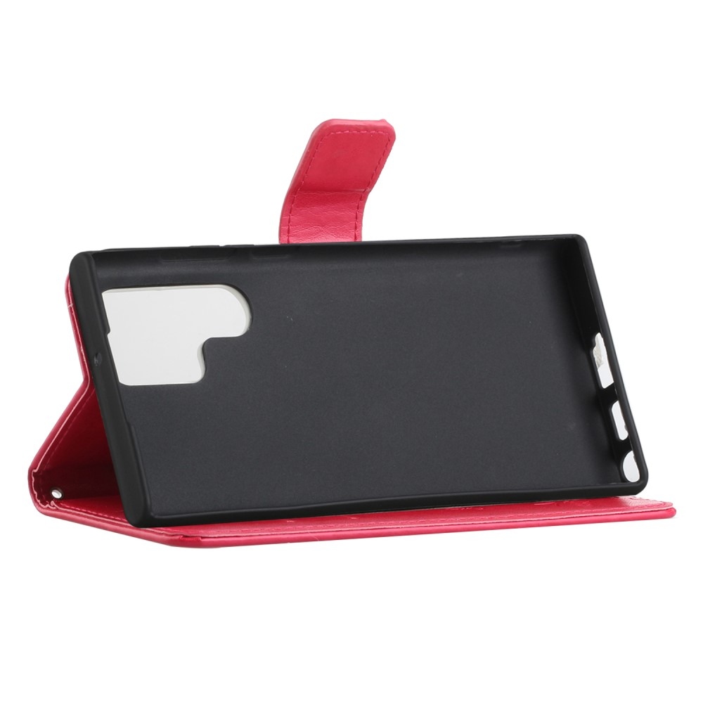 Virágos könyv tok Samsung Galaxy S24 Ultra készülékhez - piros