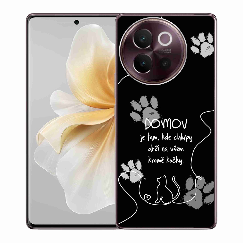 Gél borító mmCase a Vivo V40 Lite 5G készülékhez - macska motívum fekete háttérrel