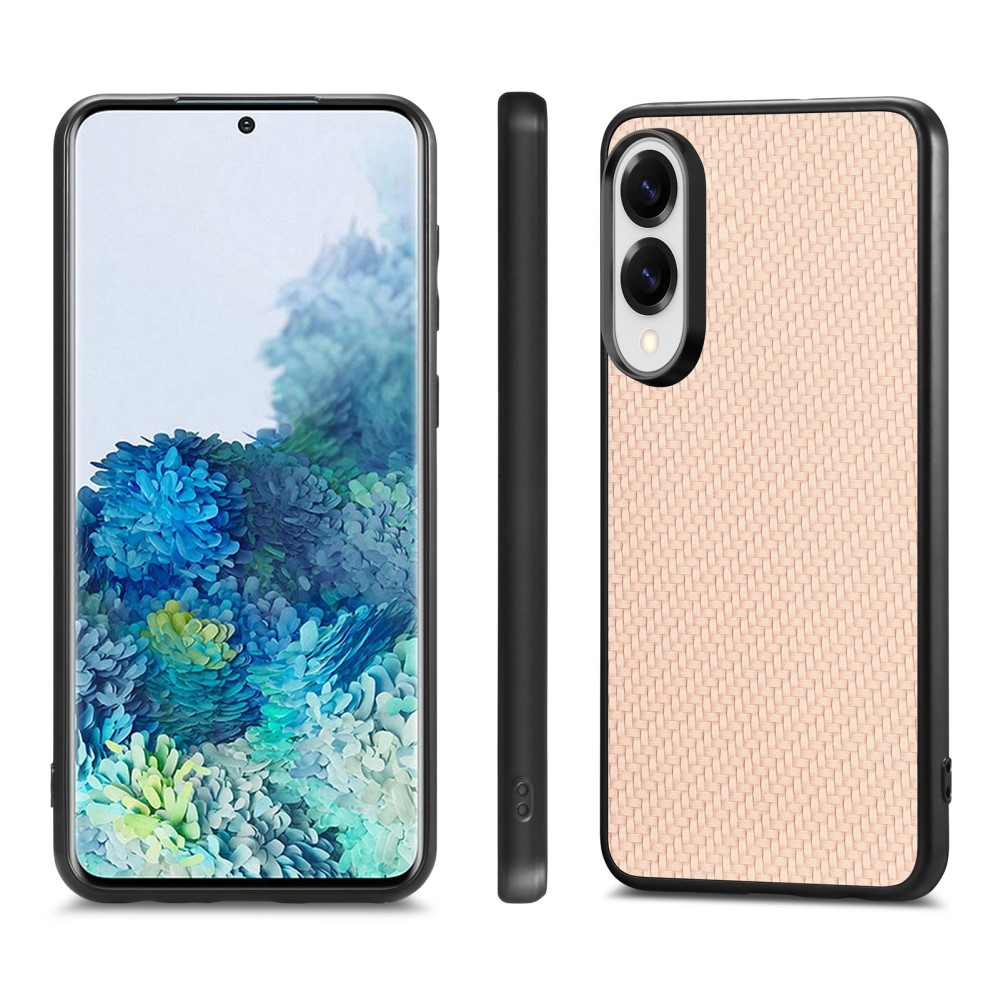 Zselés bevonatú tok műbőrrel és tömör hátlappal Samsung Galaxy S25 Edge készülékre - bézs színű