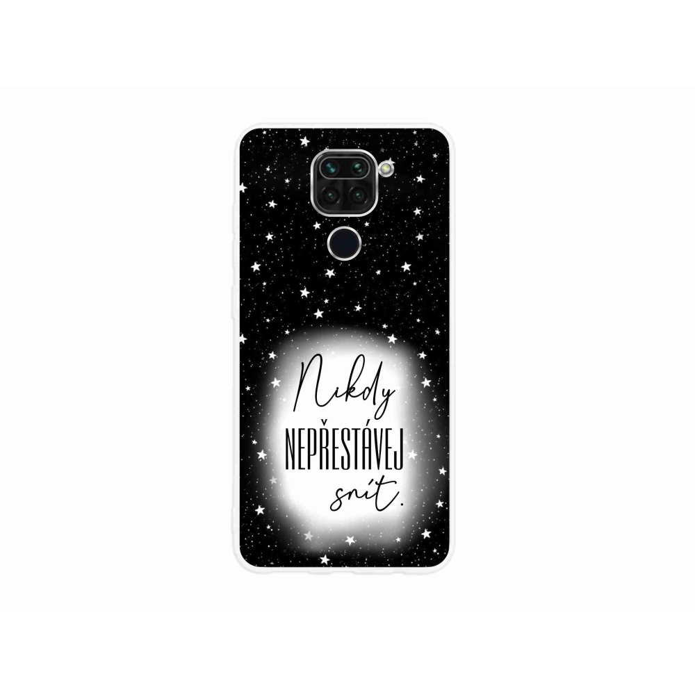 Gél borítás mmCase a Xiaomi Redmi Note 9-hez - idézet 1 fehér és fekete háttérrel