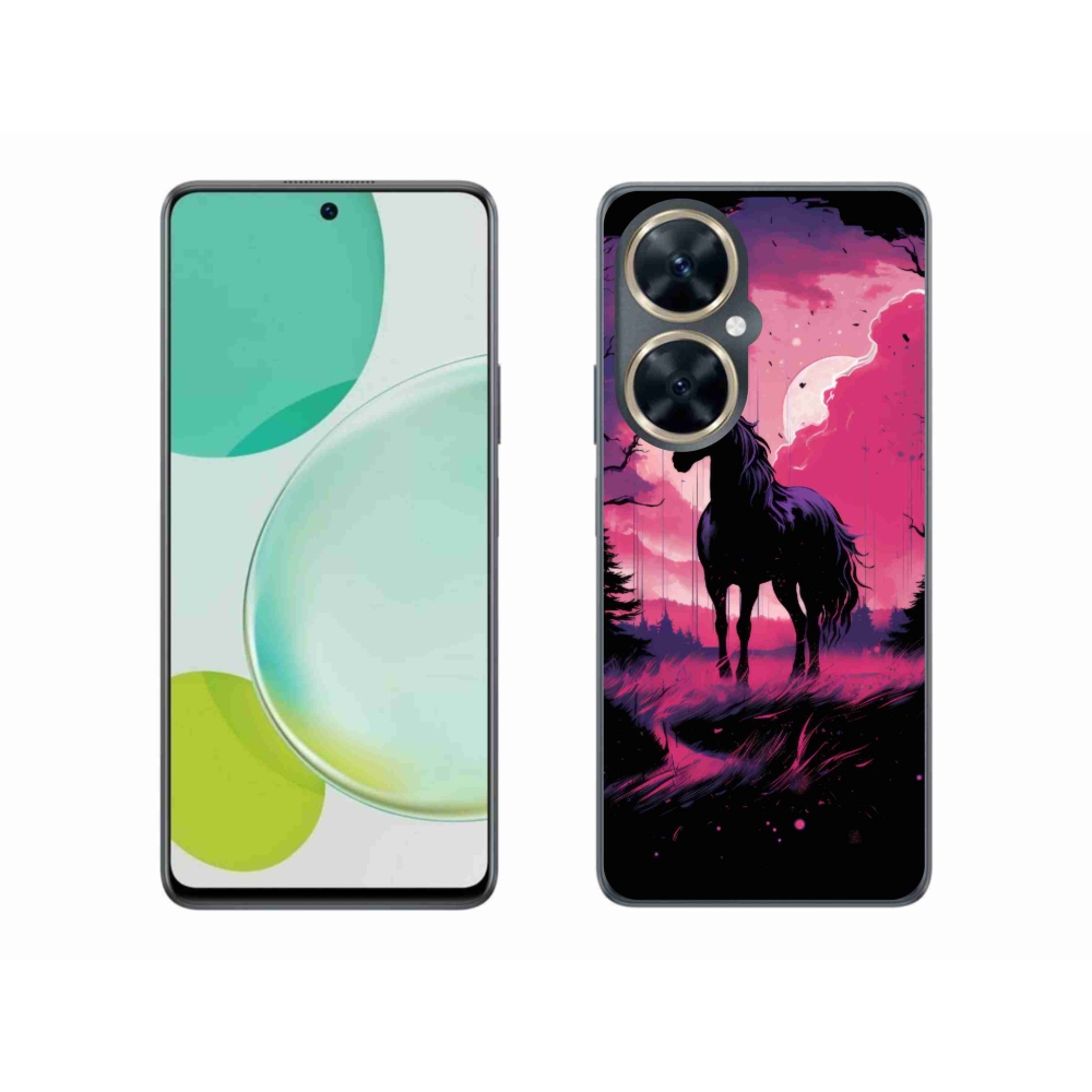 Gél borítás mmCase a Huawei Nova 11i készülékhez - fekete rajzfilm ló 1