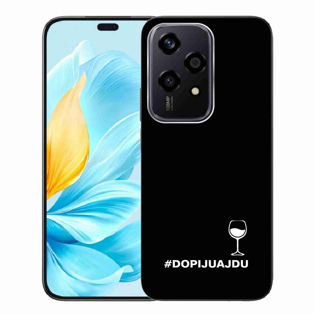 Zselés borító mmCase a Honor 200 Lite 5G készülékhez - bor motívum fekete háttérrel