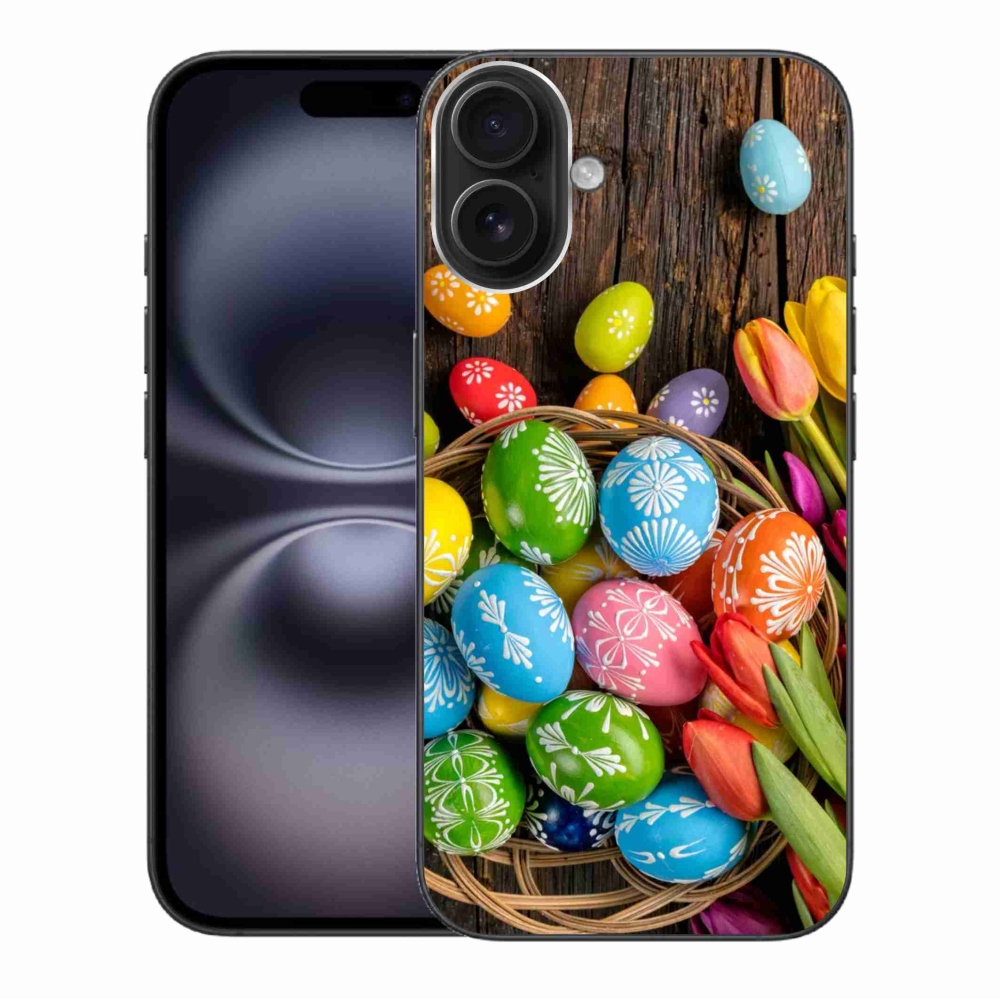 Zselés borítás mmCase iPhone 16 Plus készülékhez - Húsvéti tojások