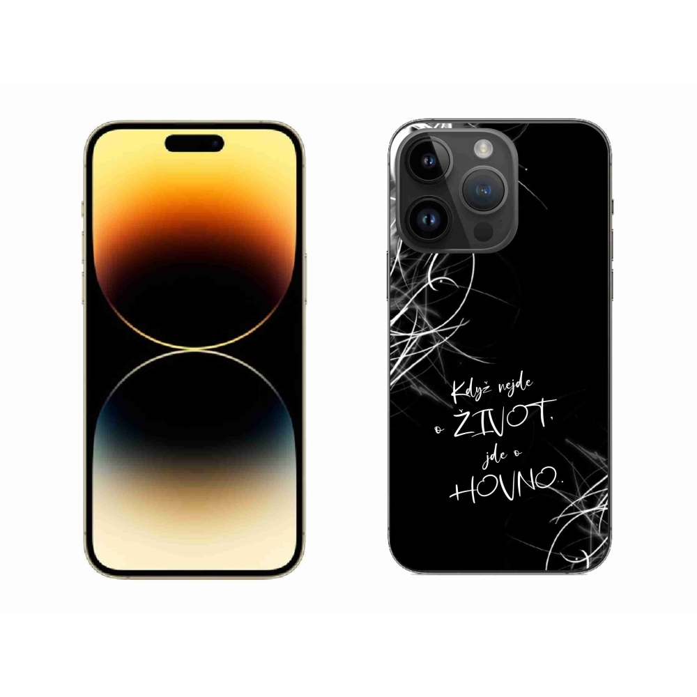 Gél borítás mmCase iPhone 14 Pro Max 6.7 készülékhez - vicces szöveg 16 fekete háttér