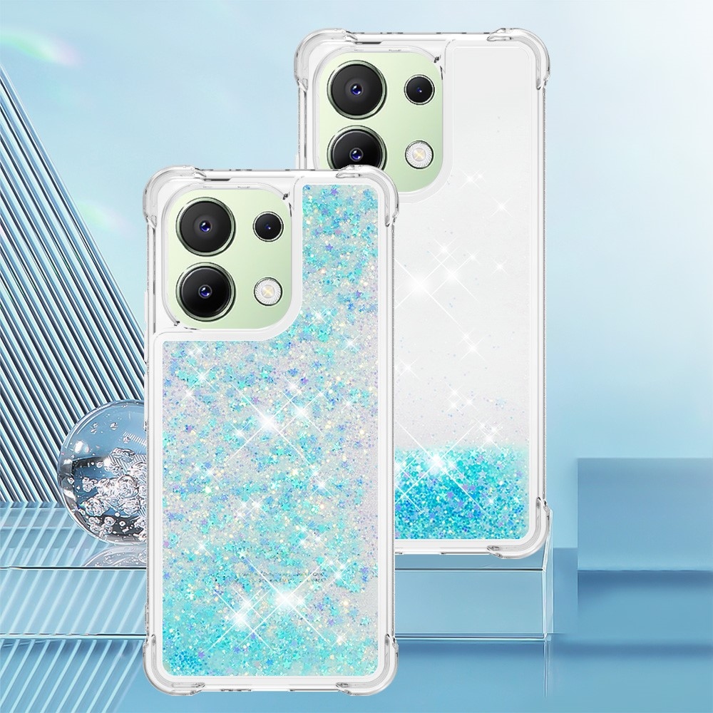 Glitter zselés homokóra tok Xiaomi Redmi Note 13-hoz - kék/csillagok