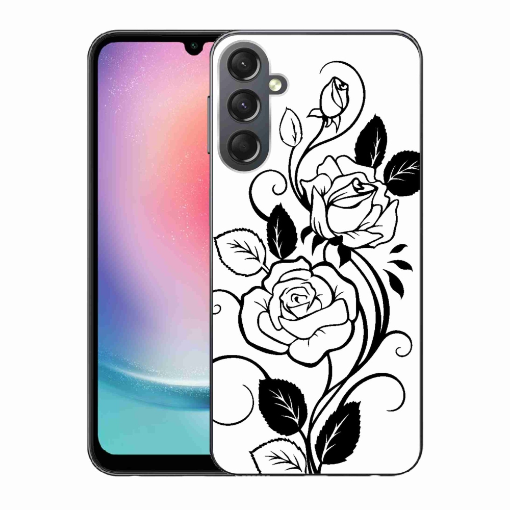 Zselés borítás mmCase Samsung Galaxy A24 készülékhez - fekete és fehér rózsa