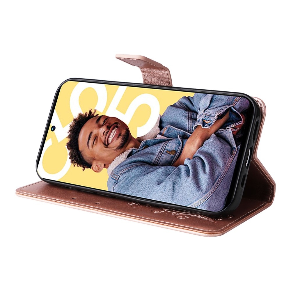 Nagy pillangó könyvtáska a Realme C55-öshöz - rózsaarany