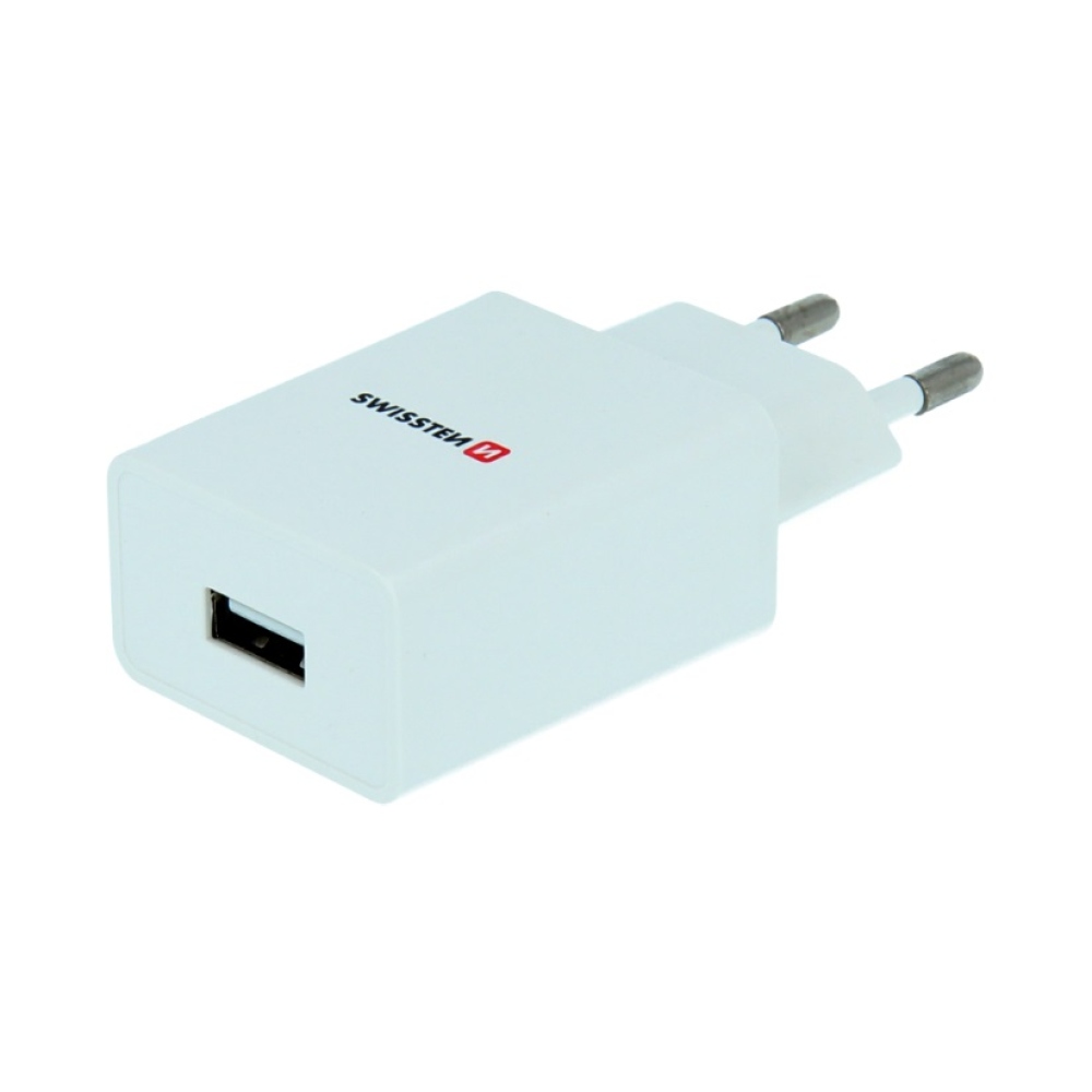 Swissten Smart IC töltő 1x USB 1A + USB/Type-C kábel 1.2m - fehér