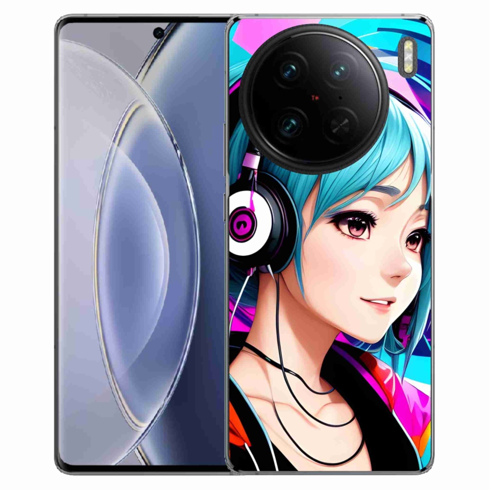 Gél borítás mmCase a Vivo X90 Pro-n - lány fejhallgatóval