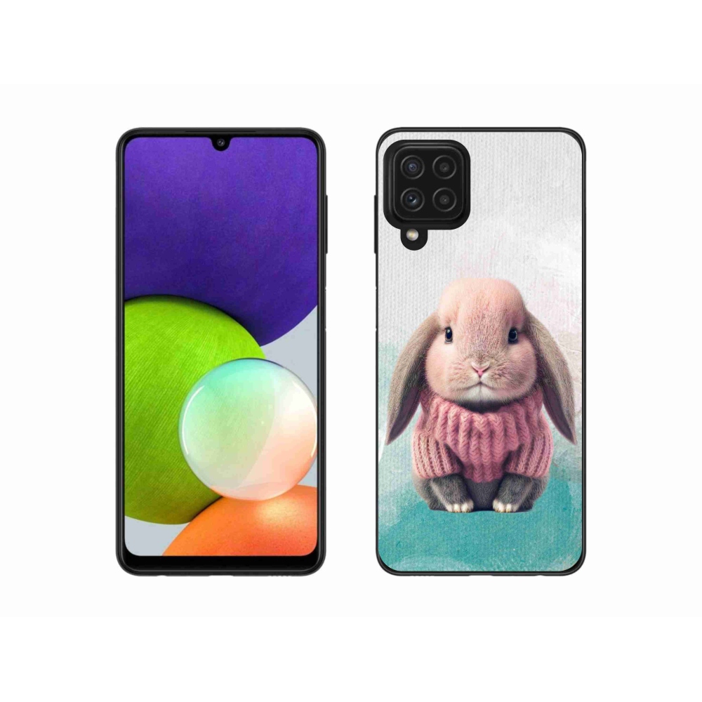Gél borítás mmCase Samsung Galaxy A22 4G - nyúl pulóverben