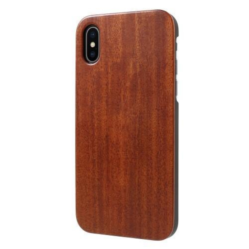 Natur műanyag tok fa hátlappal iPhone X készülékhez - rózsaszínű