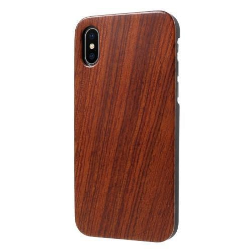 Natur műanyag tok fa hátlappal iPhone X készülékhez - rózsaszín textúrával