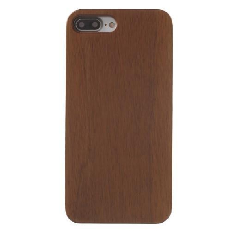 Természetes műanyag tok fa hátlappal iPhone 7 Plus és iPhone 8 Plus készülékhez - sötétbarna színben