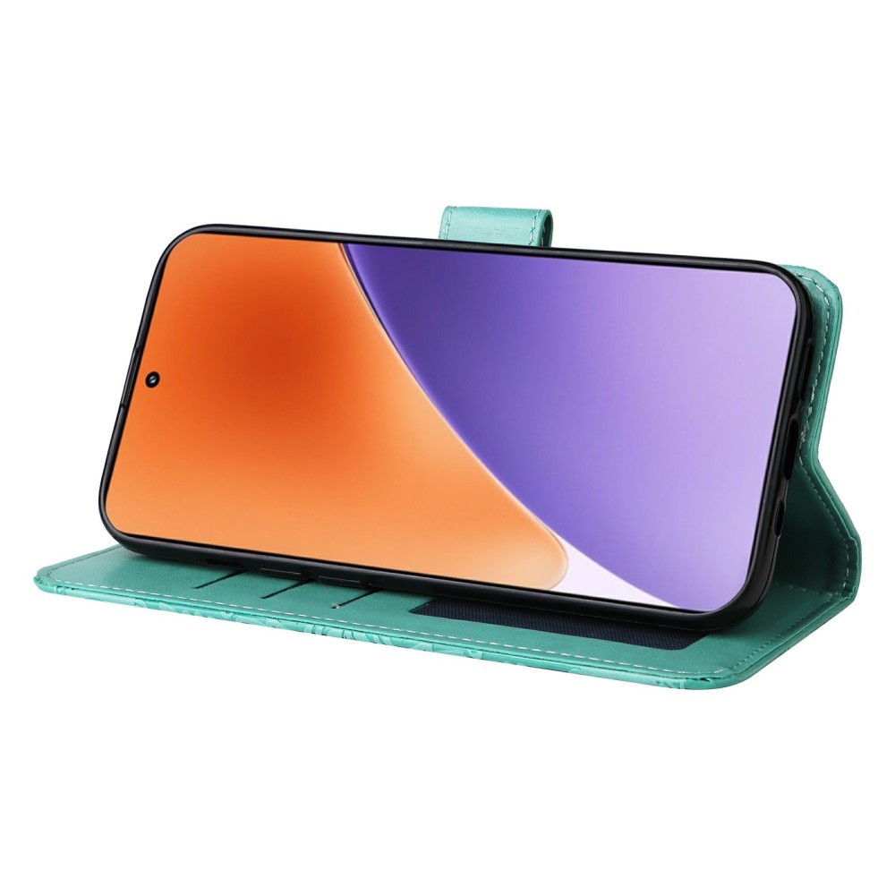 Napraforgó könyv tok a Xiaomi 15-öshöz - teáskék