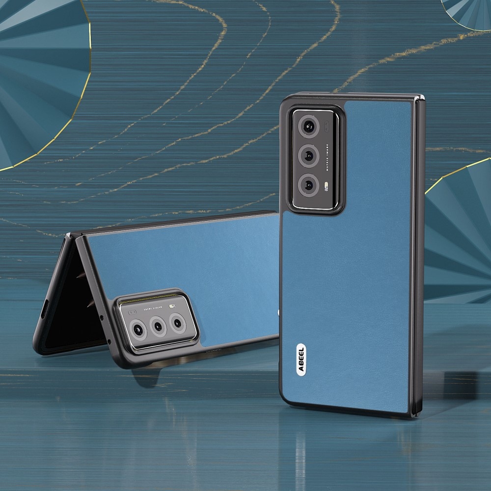 ABEEL műanyag tok műbőrrel a Honor Magic V2 készülékhez - világoskék színben