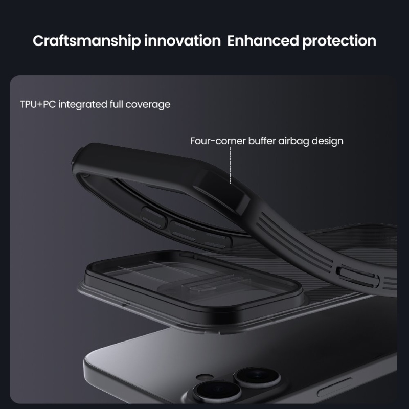 Nillkin CamShield PRO hátlap az Apple iPhone 17 készülékhez Átlátszó Fekete
