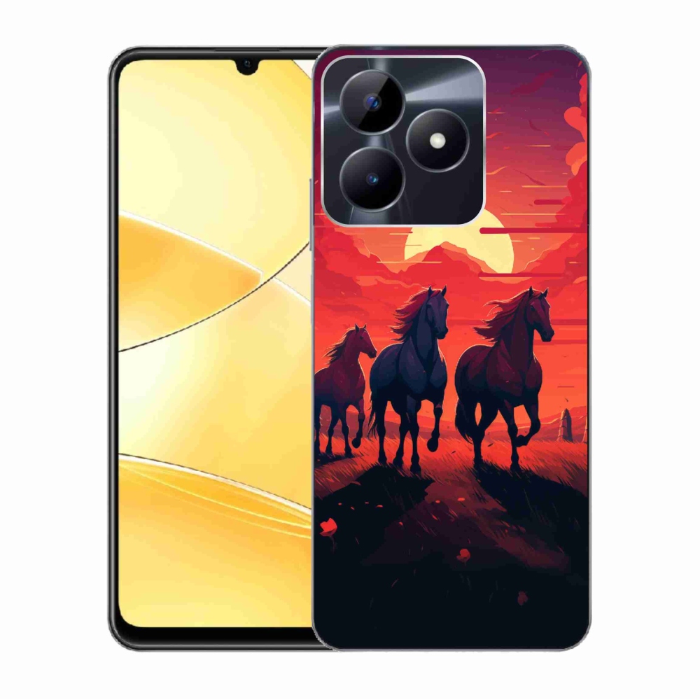 Zselés borítás mmCase a Realme C51/C53 készülékhez - lovak és naplemente