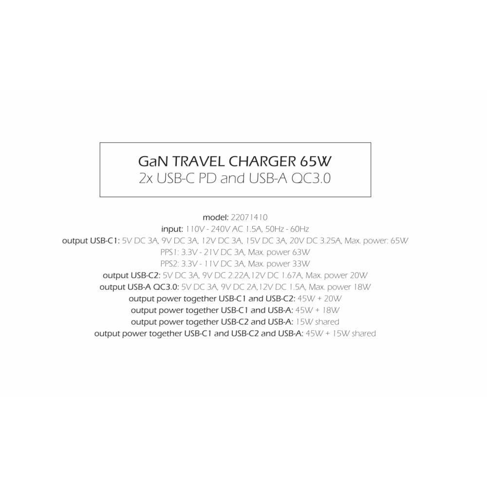 Swissten GaN töltő 2x USB-C 65W PD + 1x USB-A 18W QC - fekete