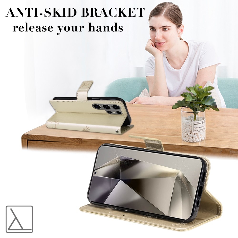 Fák könyv tok Samsung Galaxy S25 Ultra - arany színű