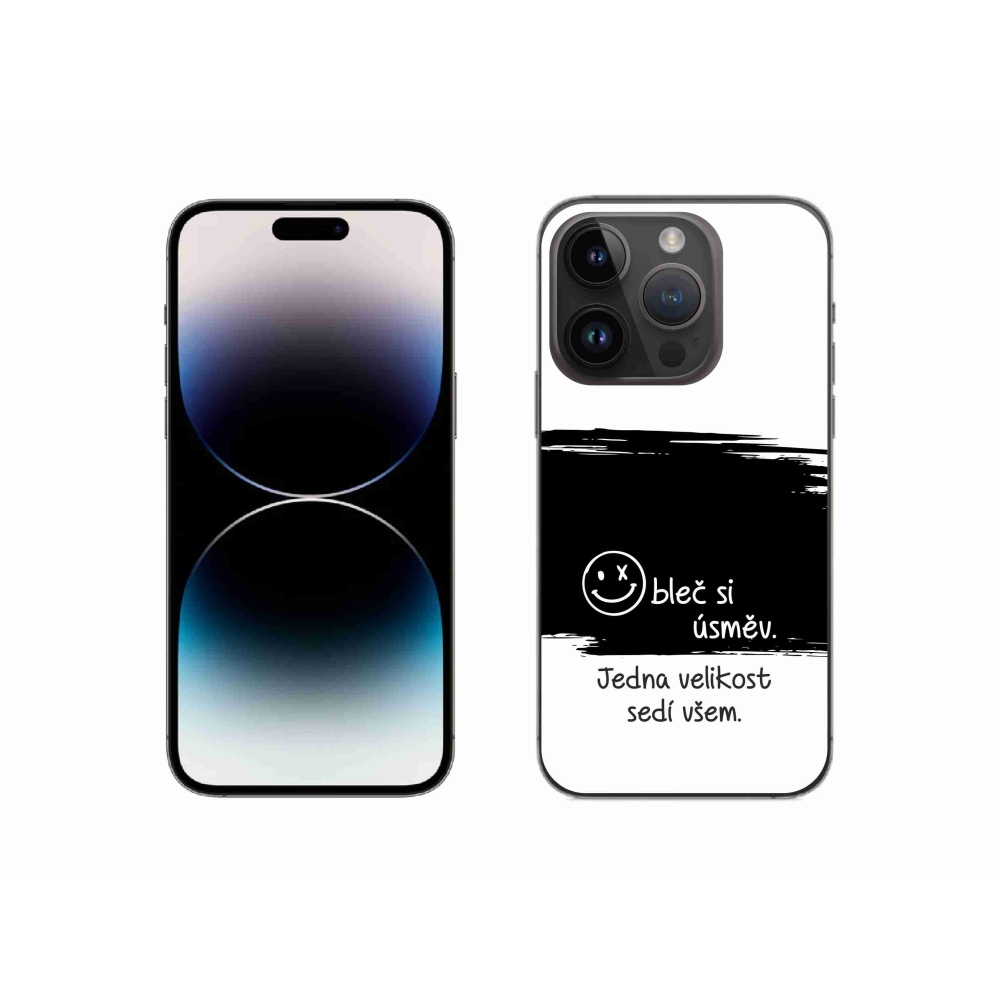 Gél borítás mmCase iPhone 14 Pro 6.1 készülékhez - vicces szöveg 8 fekete-fehér háttérrel