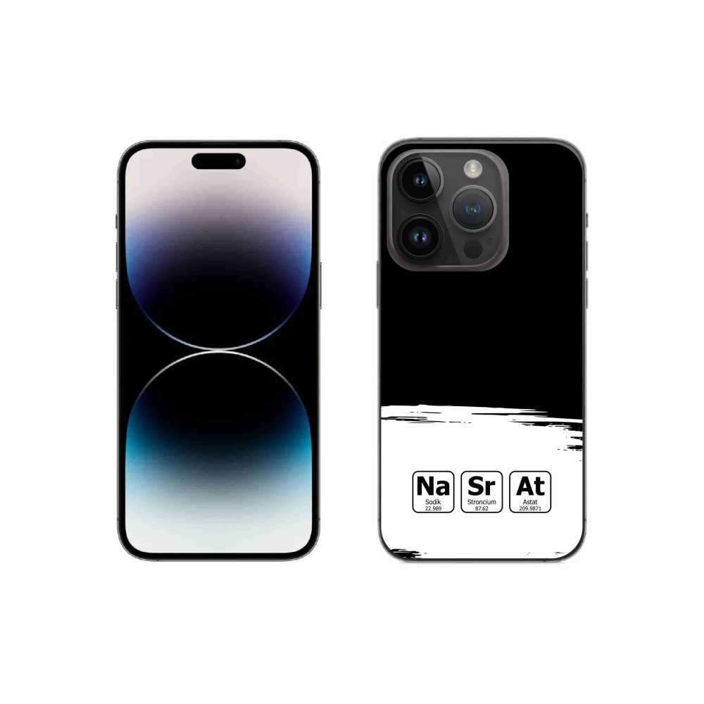 Gél borítás mmCase iPhone 14 Pro 6.1 készülékhez - kémiai elemek fehér és fekete háttérrel