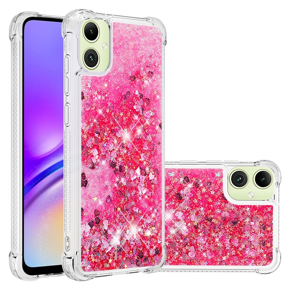 Glitter homokóra zselés tok Samsung Galaxy A06 4G - rózsaszín/szívek