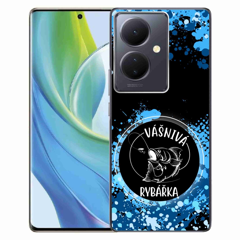 Gél borító mmCase a Vivo V29 Lite 5G-n - szenvedélyes halász fekete háttérrel