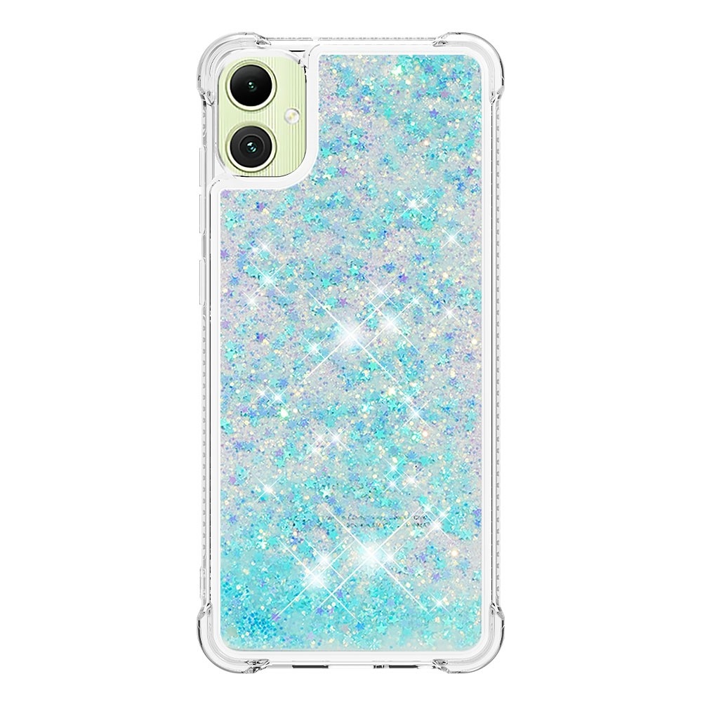 Glitter homokóra zselés tok Samsung Galaxy A06 4G - kék / csillagok