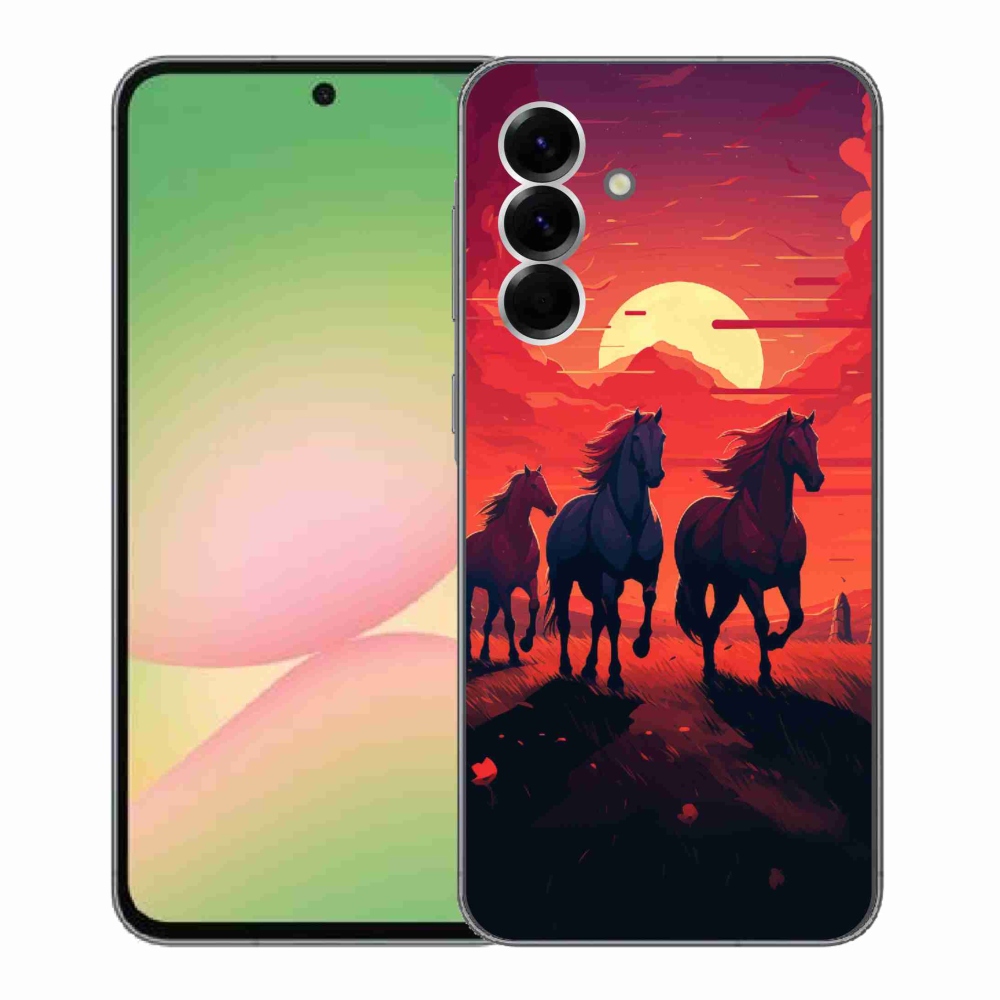 Gél borítás mmCase Samsung Galaxy A56 5G - lovak és naplemente
