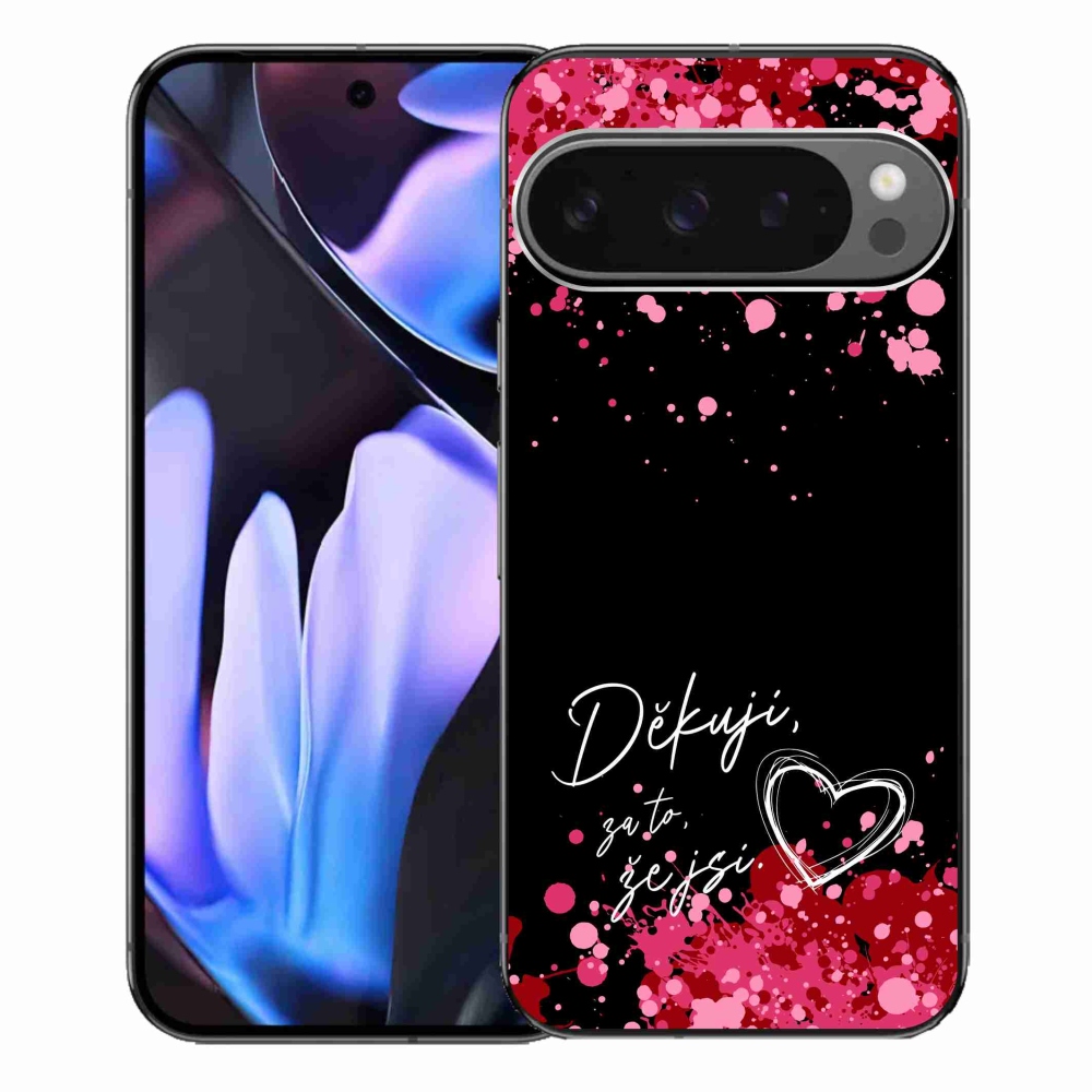 Gél borítás mmCase a Google Pixel 9 Pro XL-hez - text in love 2 fekete háttérrel