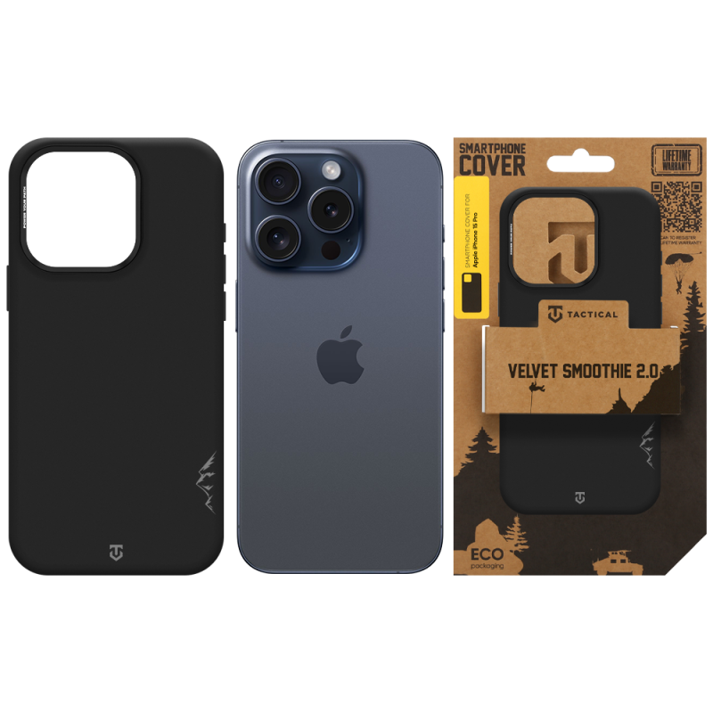 Tactical MagForce Velvet Smoothie 2.0 tok az Apple iPhone 15 Pro-hoz, aszfalt színben
