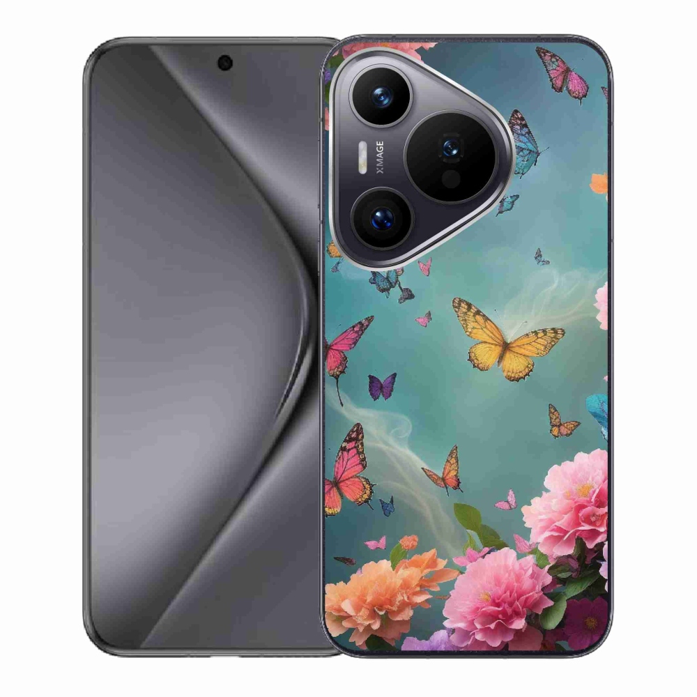 Gél borító mmCase a Huawei Pura 70 készülékhez - színes virágok és pillangók