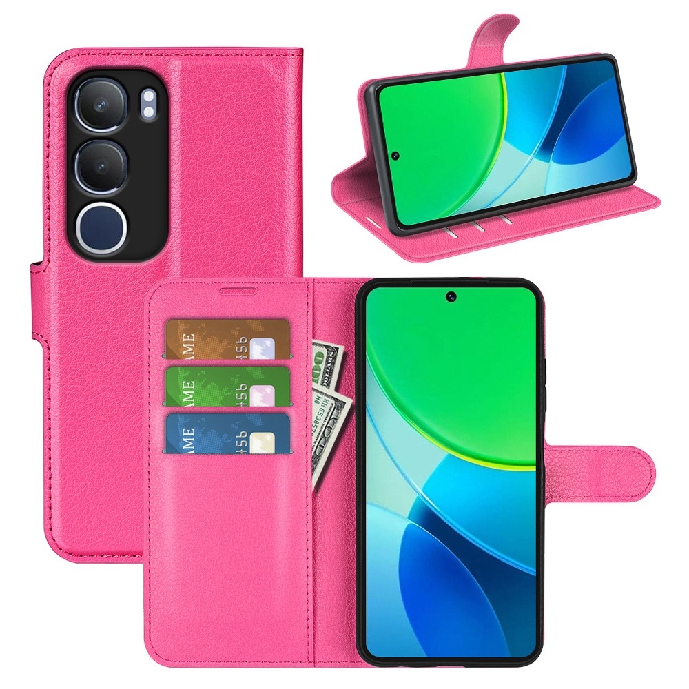 Litchi könyvtáska a Vivo Y19s készülékhez - rózsaszínű