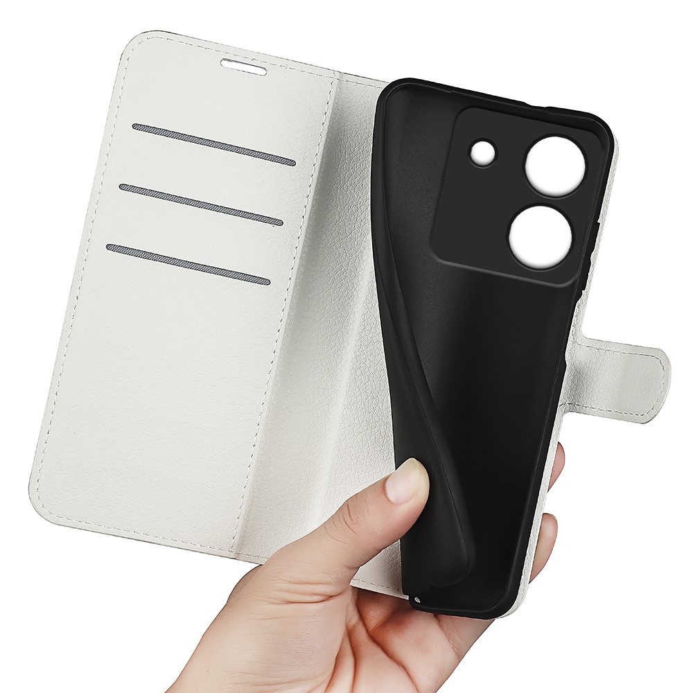 Litchi könyv tok a Xiaomi Poco M7 Pro 5G-hez - fehér