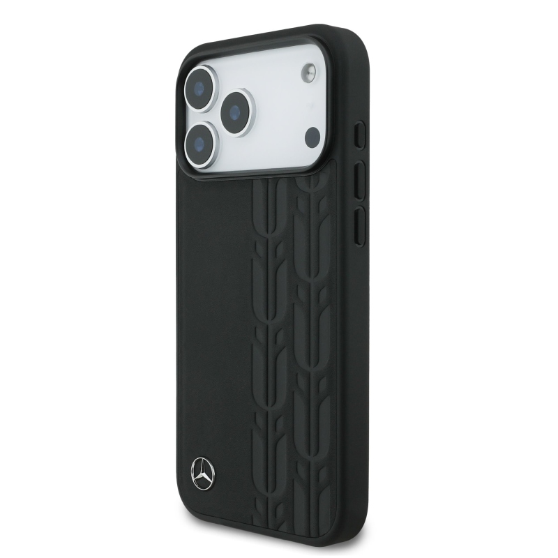 Mercedes Leather Laurel Leaves MagSafe hátlap az iPhone 17 Pro Max készülékhez Fekete