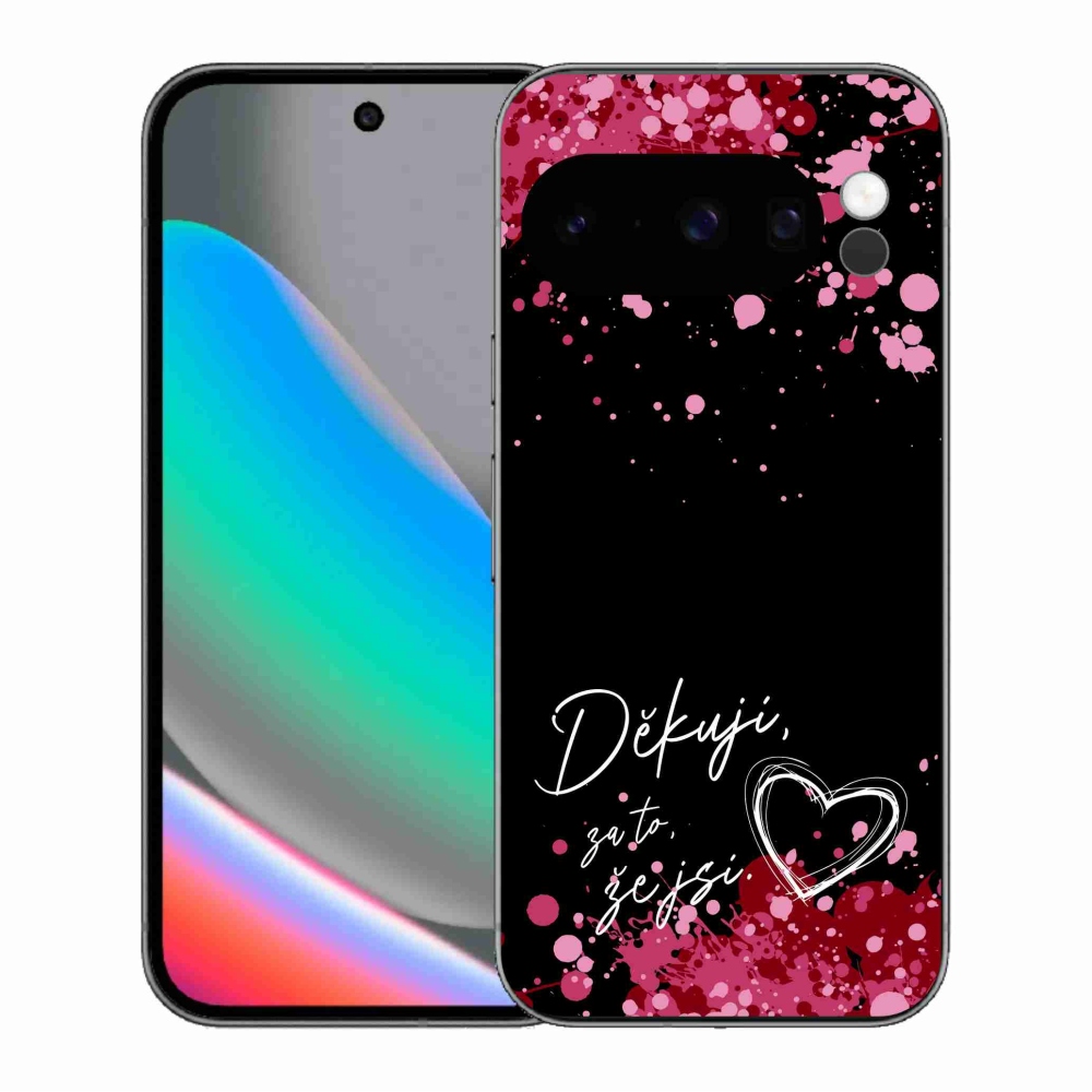 Gél borítás mmCase a Google Pixel 10 Pro készülékhez - text in love 2 fekete háttér