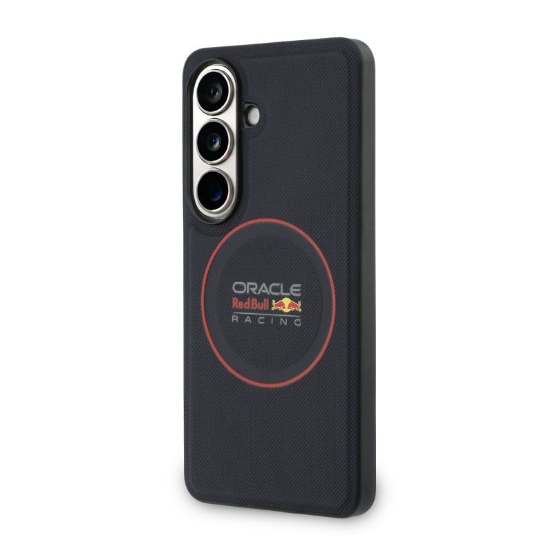 Red Bull PU bőr hálós piros gyűrűs mágneses hátlap a Samsung Galaxy S26 Navy számára