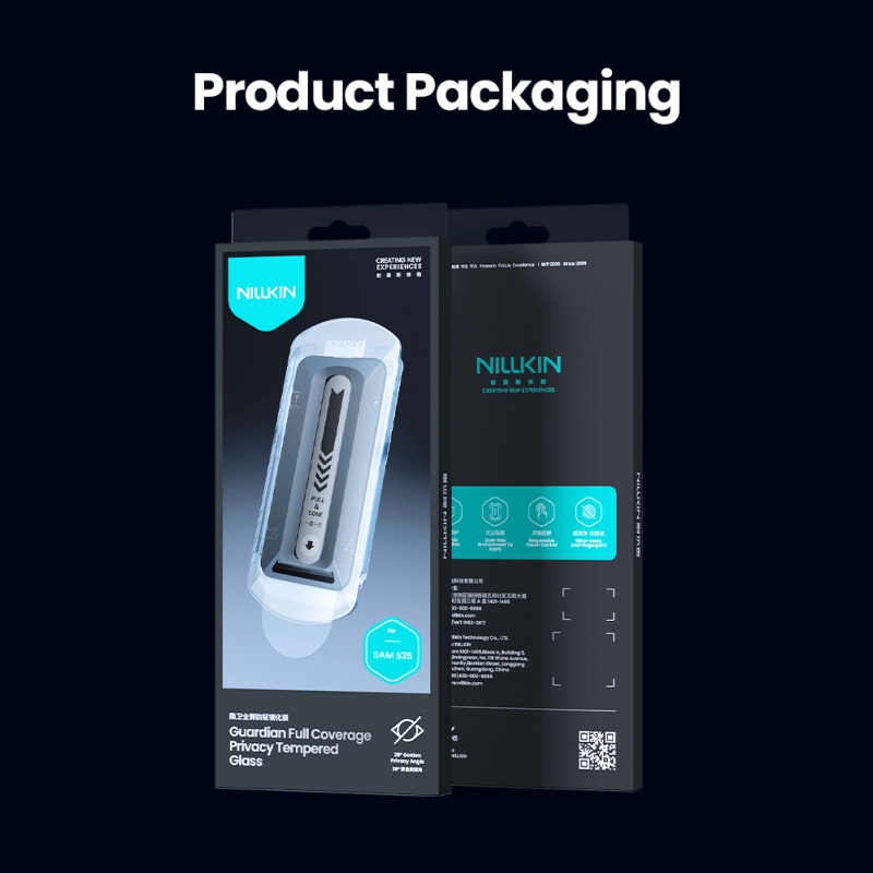 Nillkin edzett üveg 0.25mm Guardian 2.5D Samsung Galaxy S25 fekete (applikátorral)