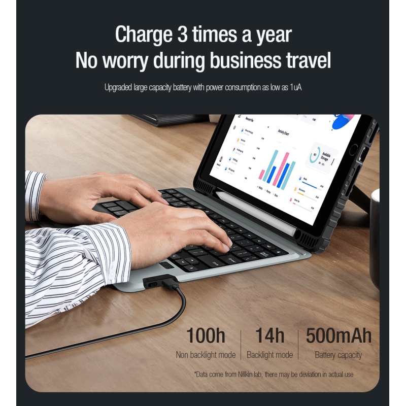 Nillkin Bumper Combo billentyűzet tok (háttérvilágításos verzió) iPad 10.2 2019/2020/2021 Fekete