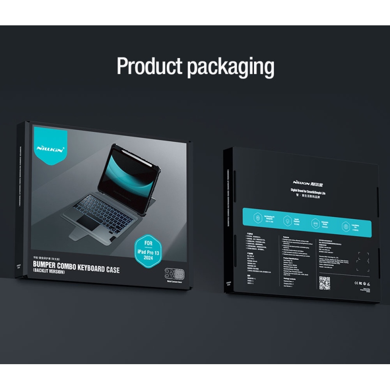 Nillkin Bumper Combo billentyűzet tok (háttérvilágításos verzió) iPad Pro 13 2024 Fekete